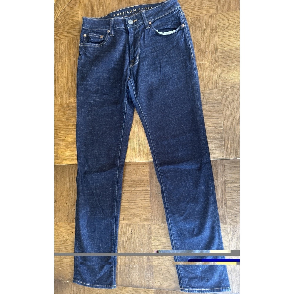American Eagle Men's Size 29x32 Slim Straight Blue Stretch Denim Jeans 5-Pocket